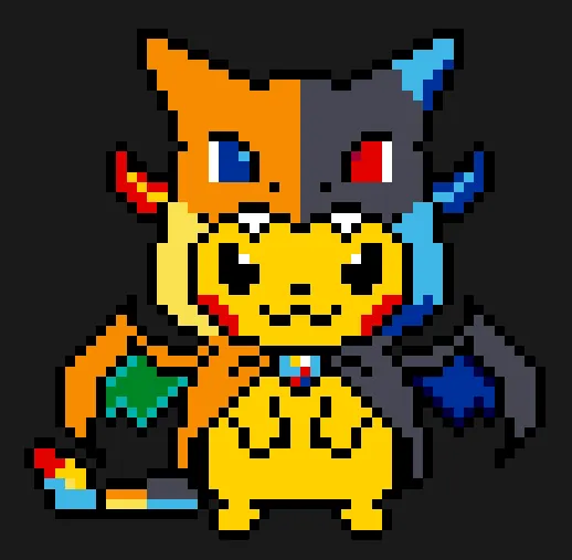 Charizard perleplade – Pikachu i Mega Charizard-dragt