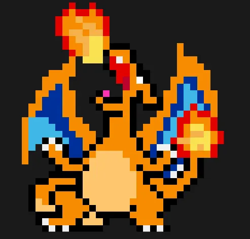 Charizard perleplade – Charizard på to ben med ild