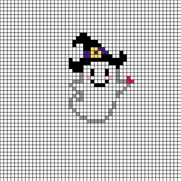 Halloween perleplade – Spøgelse med heksehat