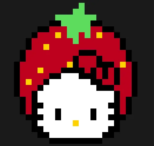 Hello Kitty perleplade – Hello Kitty med jordbærhue