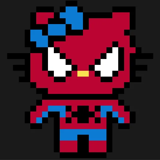 Hello Kitty perleplade – Hello Kitty i Spider-Man-dragt