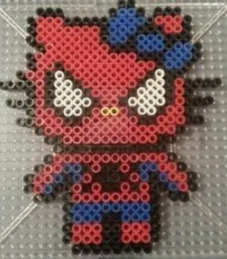 Hello Kitty perleplade – Hello Kitty i Spider-Man-dragt