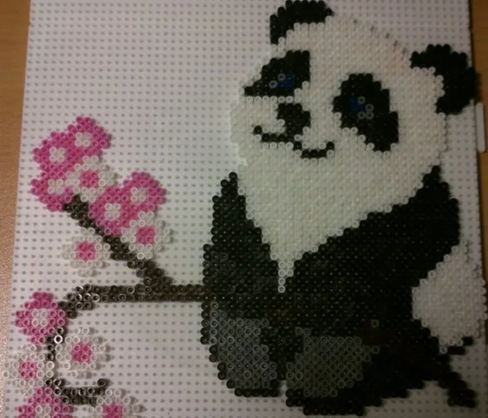 Panda perleplade – Panda med bambus