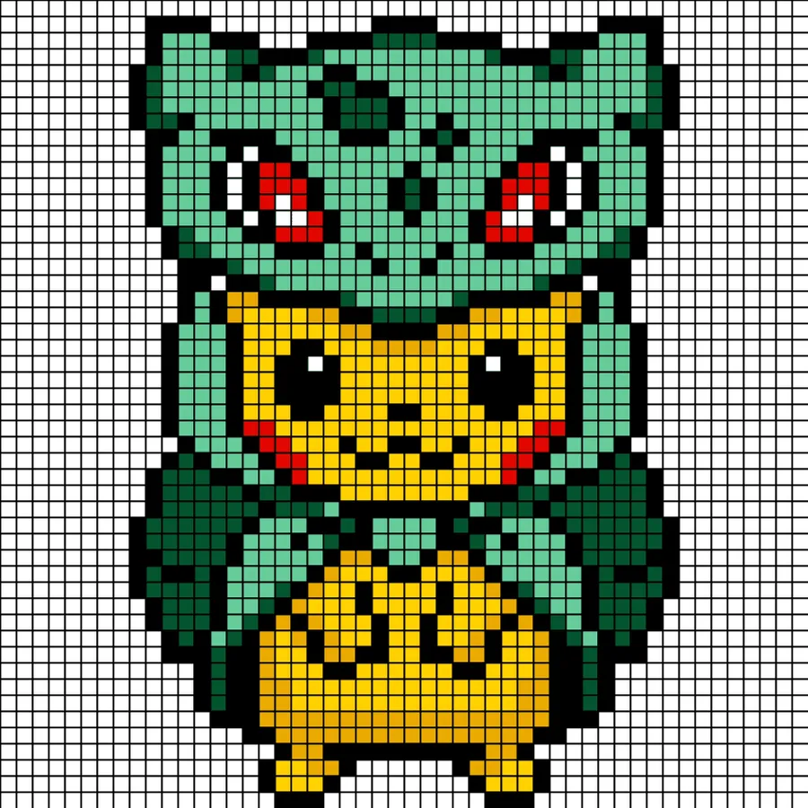 Pikachu perleplade – Pikachu som Bulbasaur