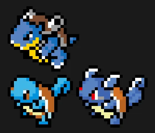 Blastoise perleplade – Squirtle, Wartortle og Blastoise