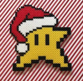 Stjerne perleplade – Stjerne med nissehue – Mario Bros