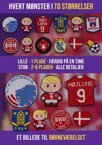 Det samme fodboldmønster i to størrelser: lille på 1 perleplade og stor på flere plader