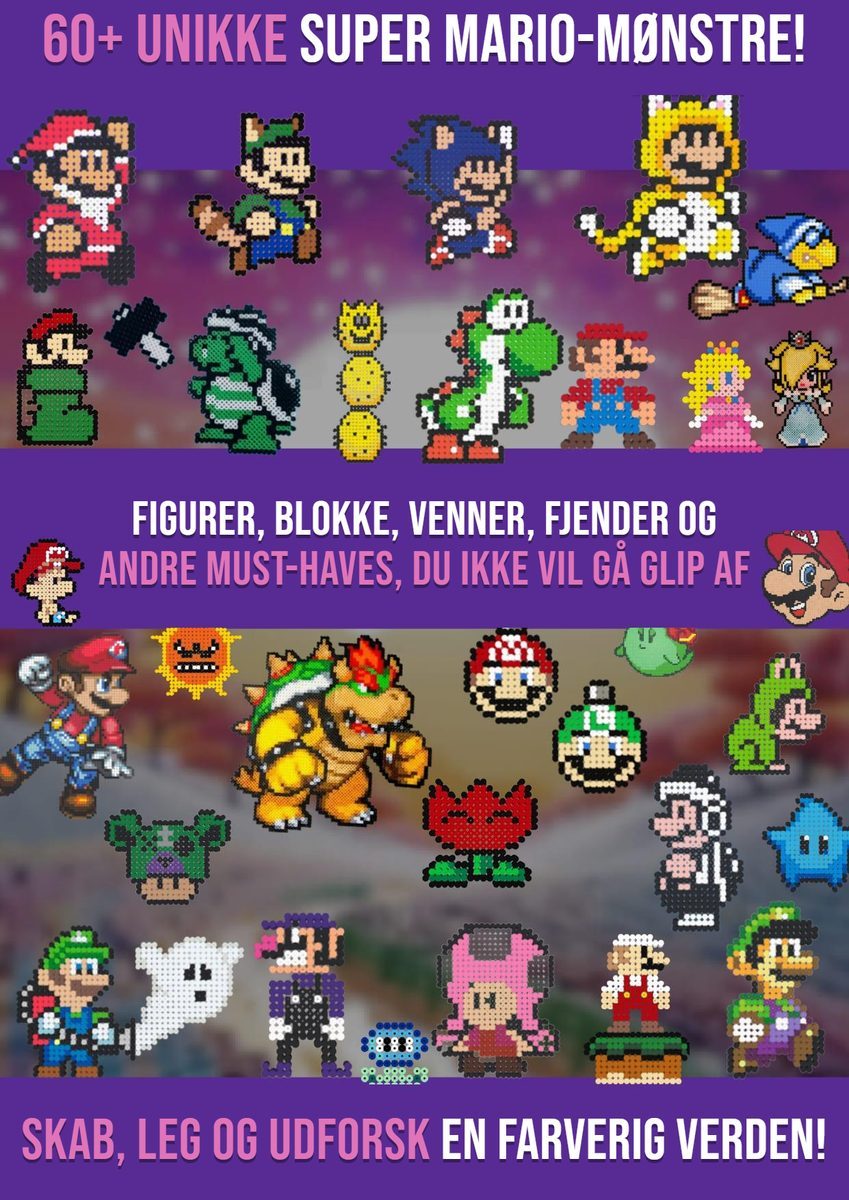 Super Mario-figurer af perler fra den klassiske samling med 60+ mønstre