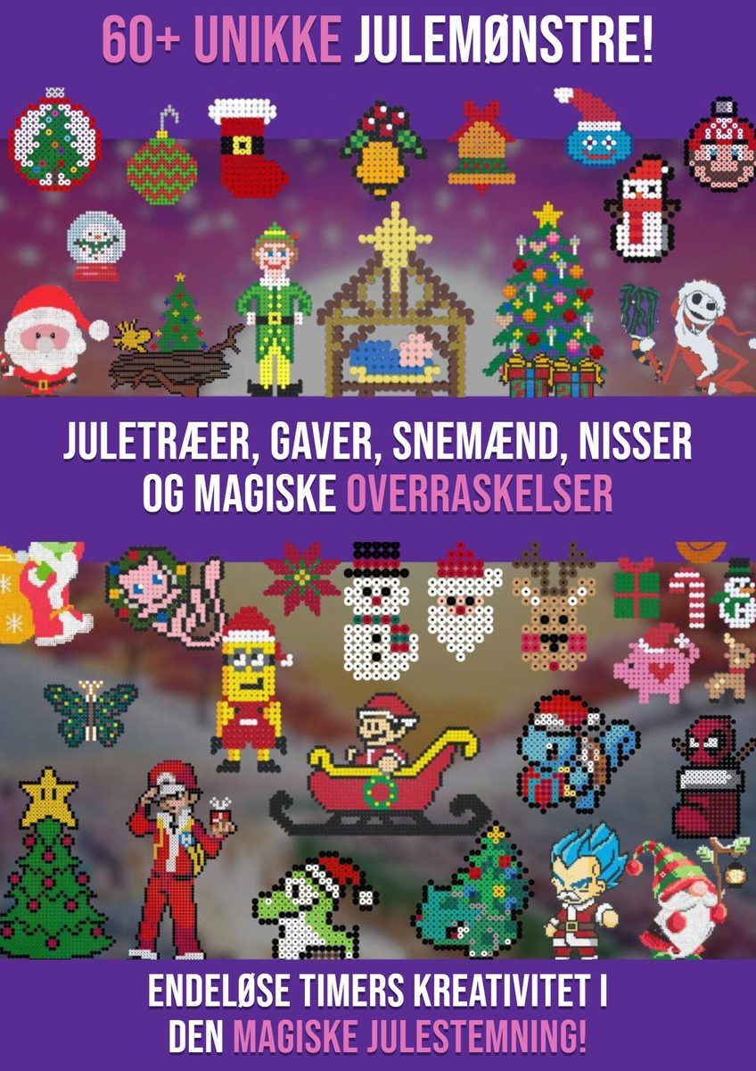 60+ julemønstre til perleplader – julemand, juletræ, snemand og rensdyr af perler